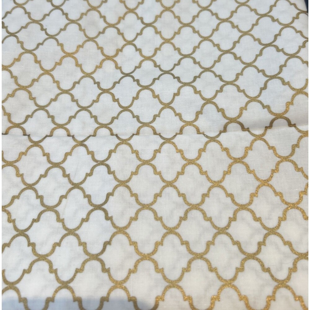 JoAnn Buttercream White Gold Lattice Cotton Quilting Fabric 33" X 44"